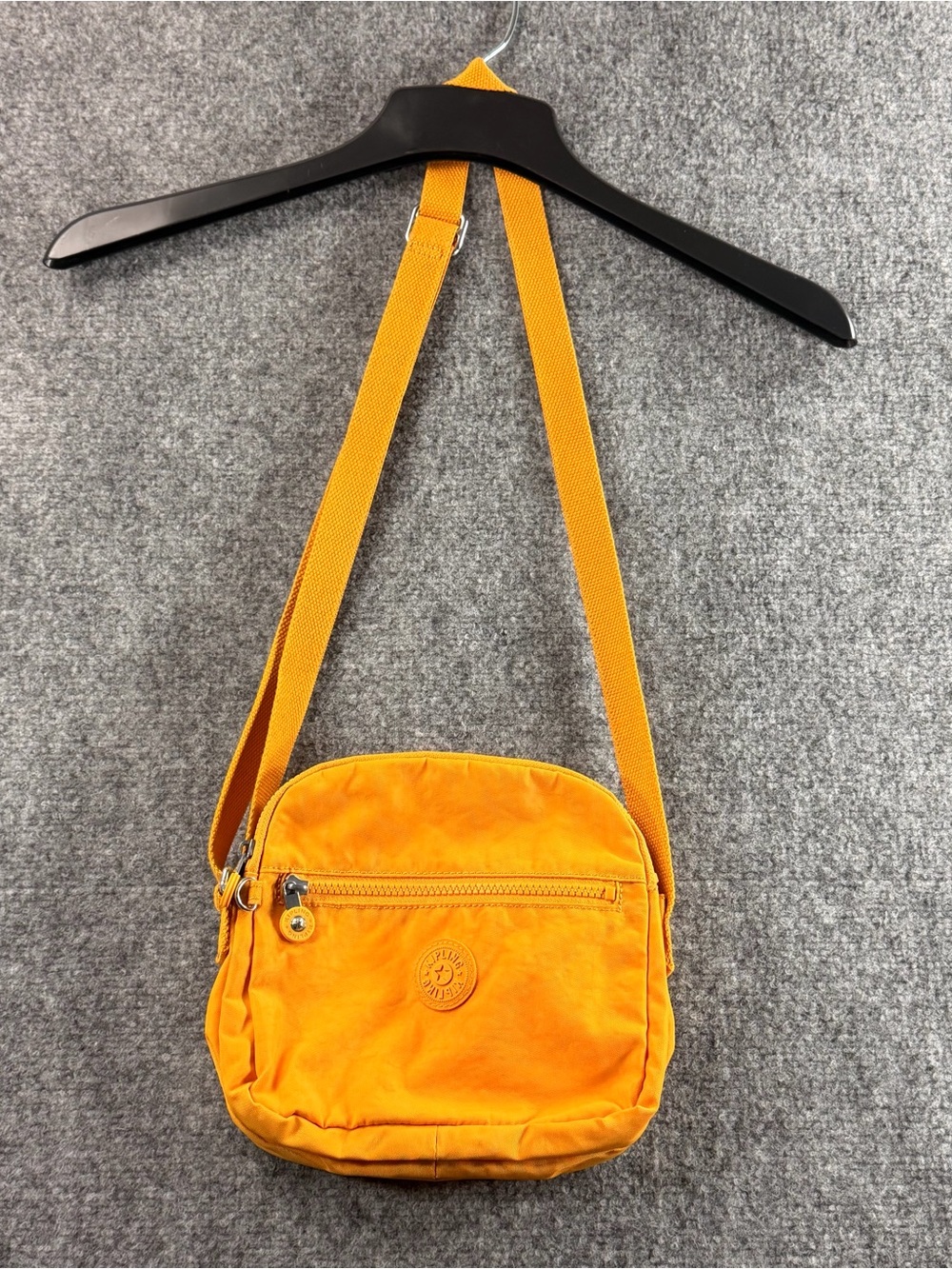 Kipling Orange Nylon Crossbody Shoulder Bag Adjustable Strap Zip Pockets